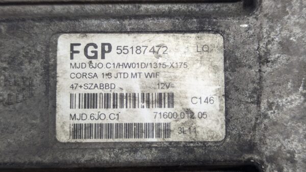 Centralina Motore Opel Corsa 1.3 JTD 55187472 MJD6JO.C1 HW01D - immagine 3