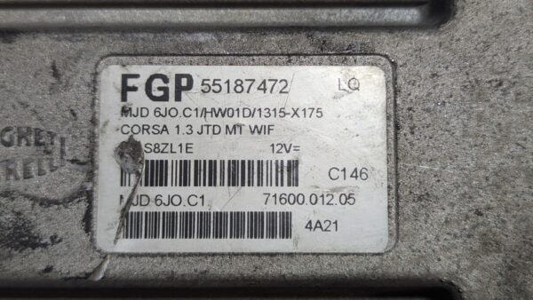 Centralina Motore Opel Corsa 1.3 JTD 55187472 MJD6JO.C1 HW01D - immagine 3