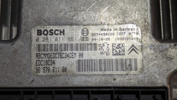 Centralina Motore Citroen C3 0281011861 EDC16C34 9657061180 - immagine 3