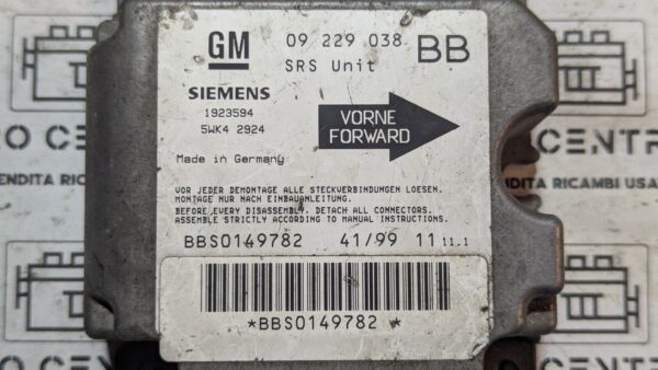Centralina comando airbag Opel Corsa 5WK42924 09229038BB - immagine 3