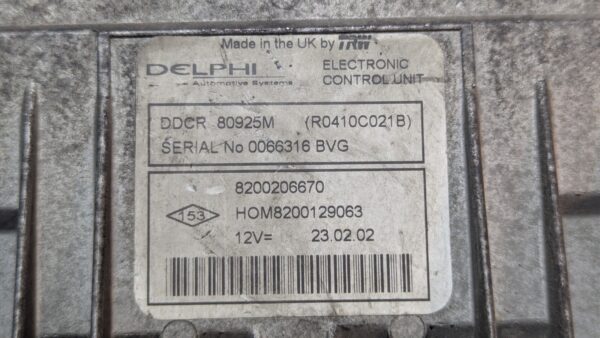 Centralina Motore Renault Clio 8200206670 HOM8200129063 - immagine 3