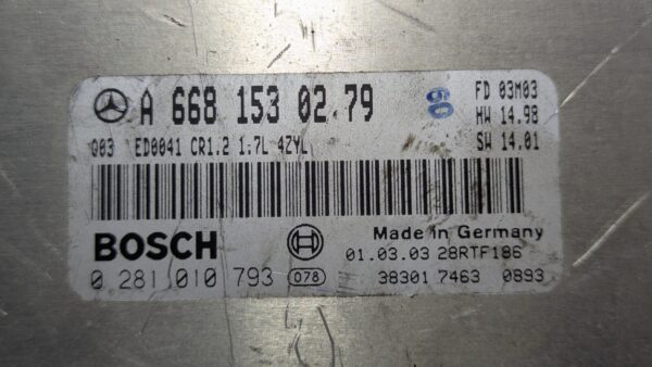 Centralina Motore Mercedes Classe A 0281010793 A6681530279 - immagine 3