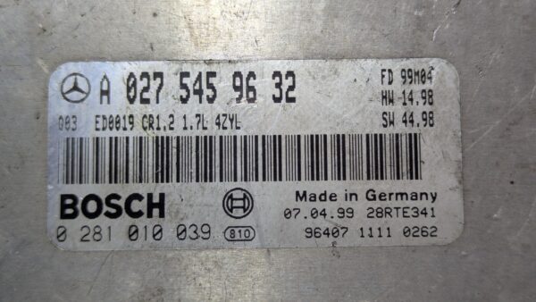 Centralina Motore Mercedes Classe A 0281010039 A0275459632 - immagine 3