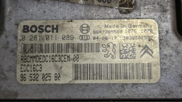Centralina Motore Peugeot 206 0281011089 EDC16C3 9653202580 - immagine 3
